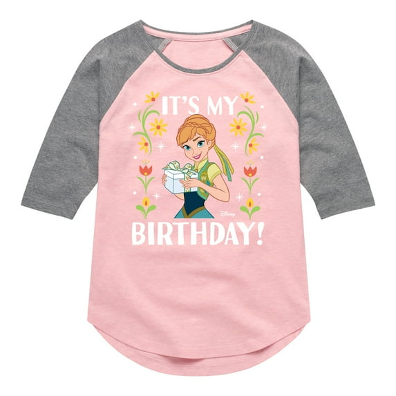 Disney Frozen - Anna It's My Birthday - Toddler & Youth Girls Raglan Graphic T-Shirt