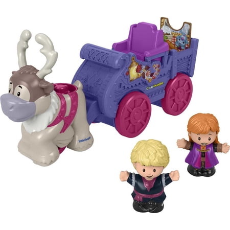 Disney Frozen Anna & Kristoff’s Wagon Little People Toddler Vehicle with 2 Figures