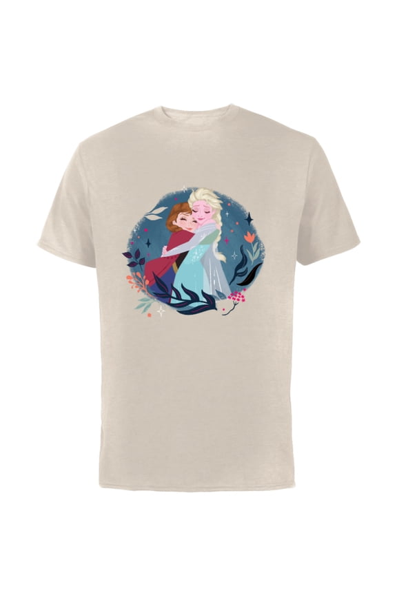 Frozen Anna and Elsa Sister Hug - Short Sleeve Cotton T-Shirt for Adults - Customized-Natural