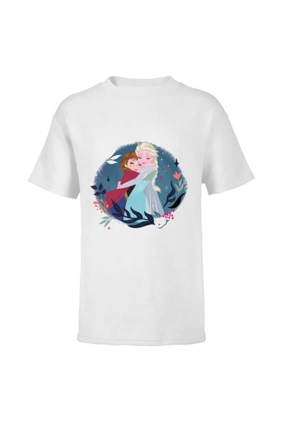 Frozen Anna and Elsa Sister Hug - Short Sleeve T-Shirt for Kids – Customized-White