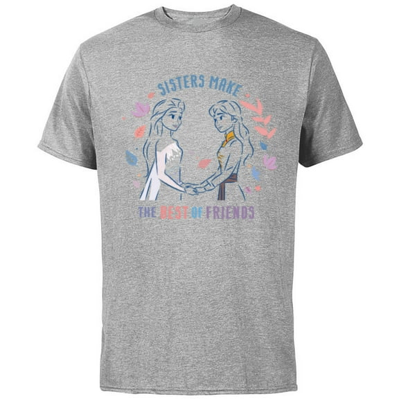 Disney Frozen Anna and Elsa Sister Make the Best of Friends - Short Sleeve Cotton T-Shirt for Adults - Customized-Athletic Heather