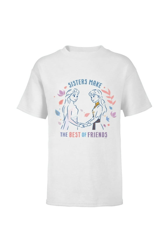 Frozen Anna and Elsa Sister Make the Best of Friends - Short Sleeve T-Shirt for Kids - Customized-White