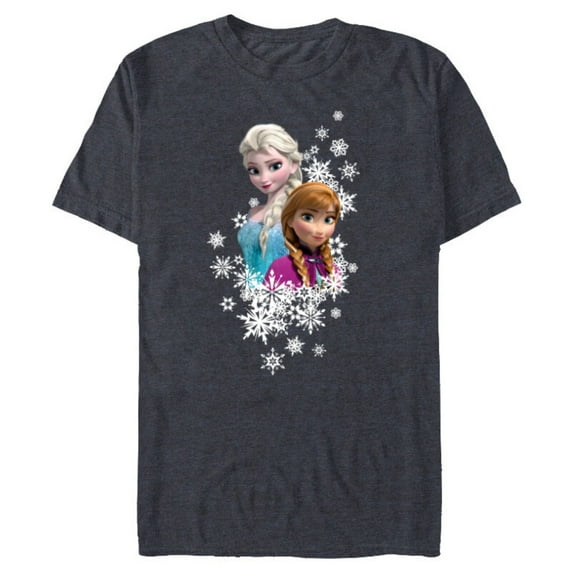 Disney Frozen Anna and Elsa Snowflakes - Short Sleeve Blended T-Shirt for Adults- Customized-Navy Heather