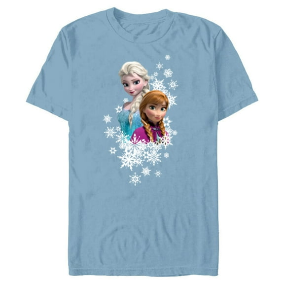 Disney Frozen Anna and Elsa Snowflakes - Short Sleeve Blended T-Shirt for Adults- Customized-Ocean Blue