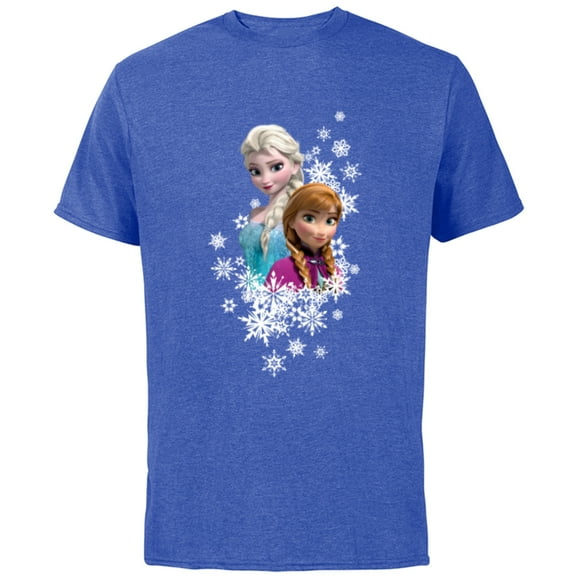 Disney Frozen Anna and Elsa Snowflakes - Short Sleeve Cotton T-Shirt for Adults- Customized-Royal Heather