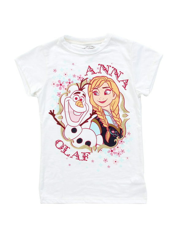 Disney Frozen Anna and Olaf Juniors White Short Sleeve T-Shirt