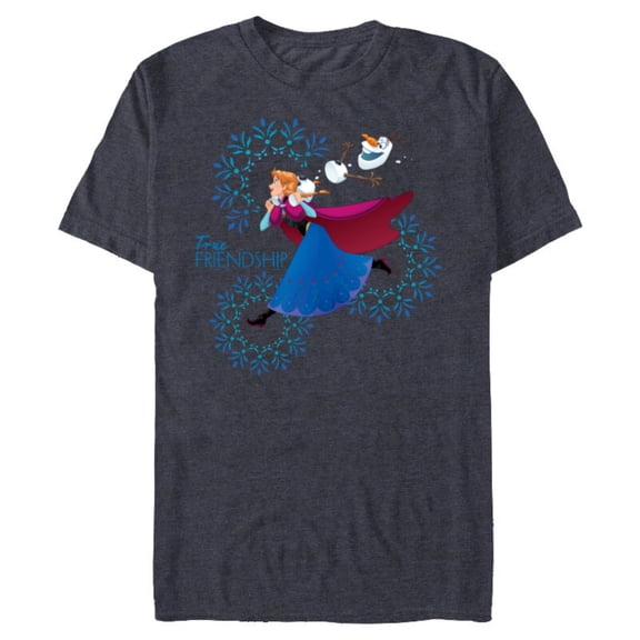 Disney Frozen Anna and Olaf True Friendship - Short Sleeve Blended T-Shirt for Adults - Customized-Navy Heather