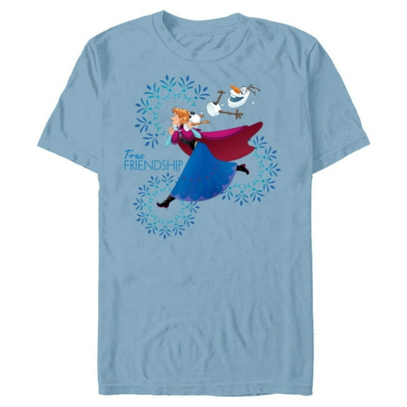 Disney Frozen Anna and Olaf True Friendship - Short Sleeve Blended T-Shirt for Adults - Customized-Ocean Blue