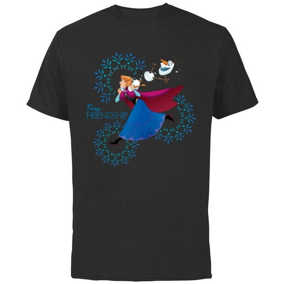 Disney Frozen Anna and Olaf True Friendship - Short Sleeve Cotton T-Shirt for Adults - Customized-Black