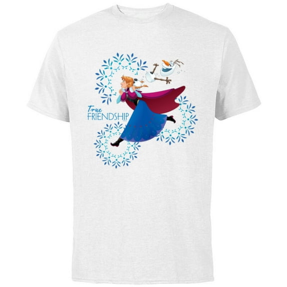 Disney Frozen Anna and Olaf True Friendship - Short Sleeve Cotton T-Shirt for Adults - Customized-White