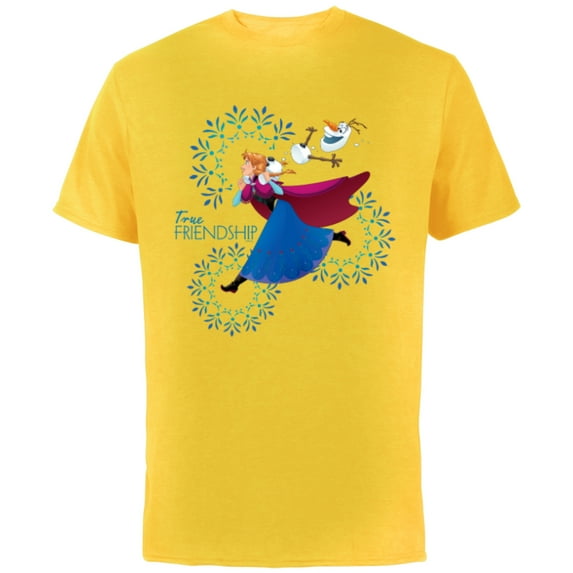Disney Frozen Anna and Olaf True Friendship - Short Sleeve Cotton T-Shirt for Adults - Customized-Yellow