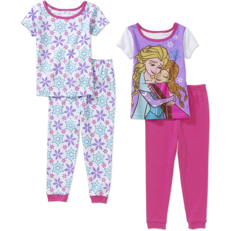 Disney Frozen Baby Toddler Girl Cotton Tight Fit Short Sleeve PJs 2 Sets Walmart