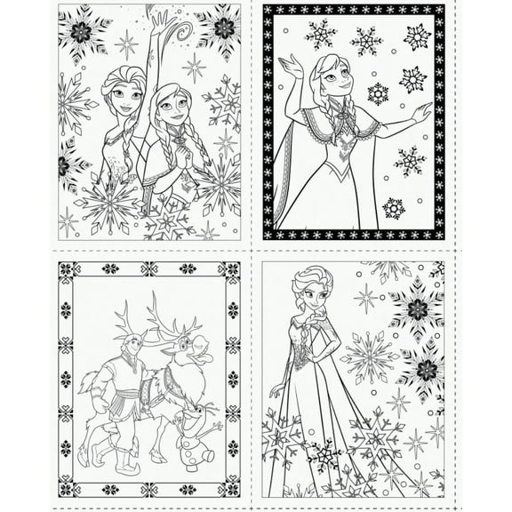 Disney Frozen Book Pages 24" White Fabric Panel