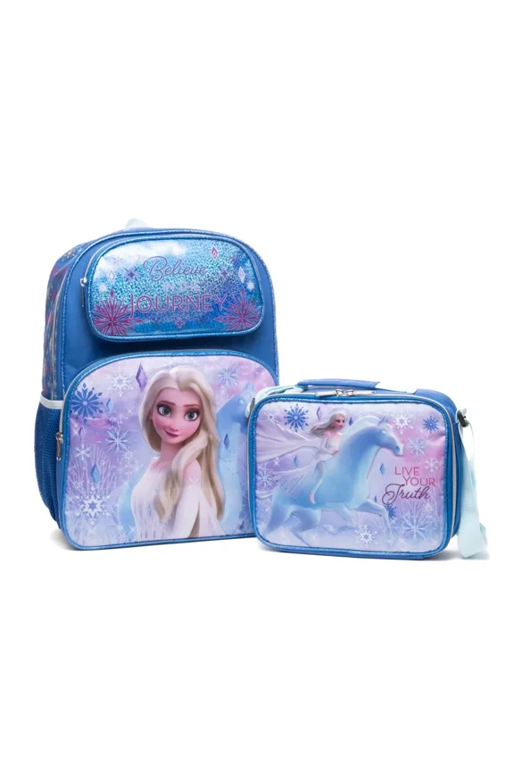 Disney Frozen Elsa 16" School Backpack With Lunch Bag Set
