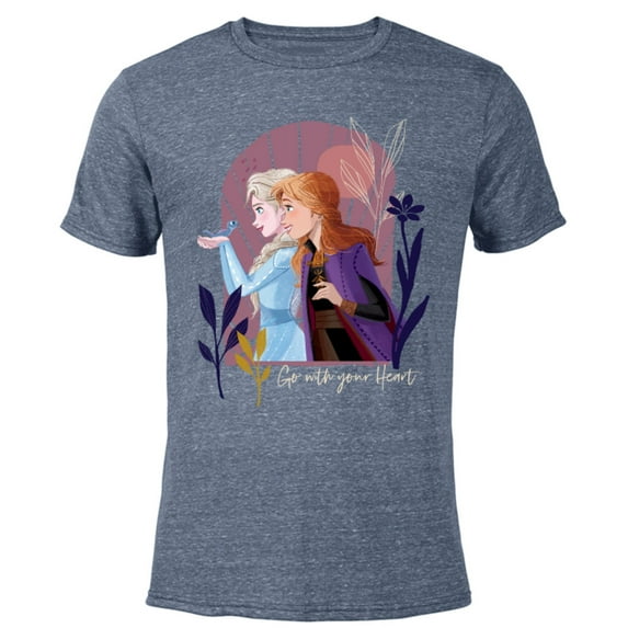 Disney Frozen Elsa Anna Bruni Go With Your Heart - Short Sleeve Blended T-Shirt for Adults - Customized-Navy Heather