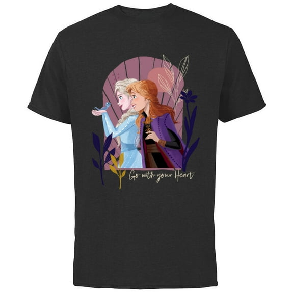 Disney Frozen Elsa Anna Bruni Go With Your Heart - Short Sleeve Cotton T-Shirt for Adults - Customized-Black