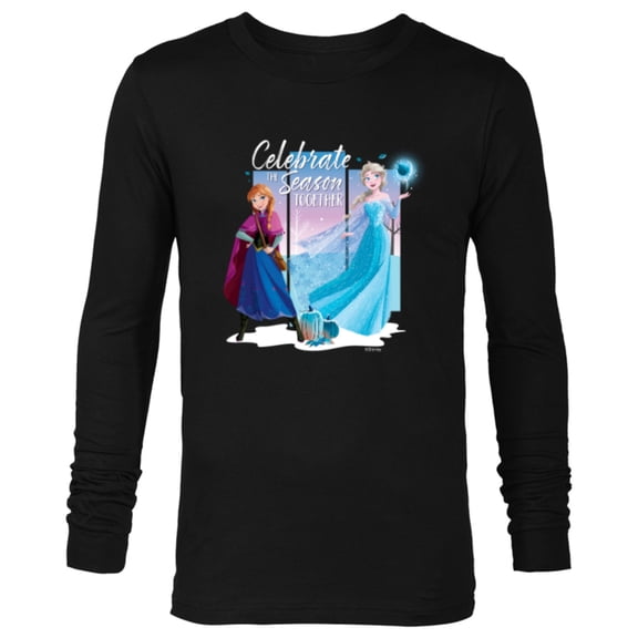 Disney Frozen Elsa & Anna Celebrate the Season Together Fall - Long Sleeve T-Shirt for Men - Customized-Black