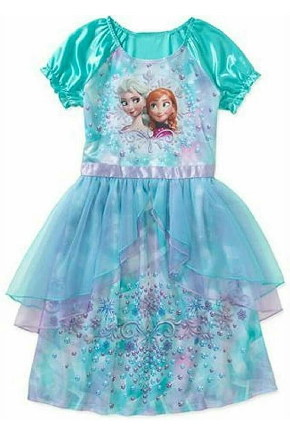 Frozen Elsa Anna Fantasy Short Sleeve Nightgown Pajama Girl Size 7/8