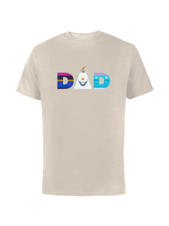 Frozen Elsa Anna Olaf Dad Father's Day Birthday - Short Sleeve Cotton T-Shirt for Adults - Customized-Natural
