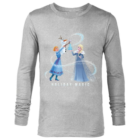 Disney Frozen Elsa Anna & Olaf Holiday Magic - Long Sleeve T-Shirt for Men - Customized-Athletic Heather