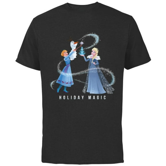 Disney Frozen Elsa Anna & Olaf Holiday Magic - Short Sleeve Cotton T-Shirt for Adults - Customized-Black