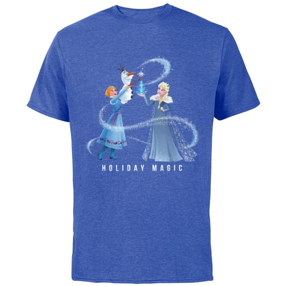 Disney Frozen Elsa Anna & Olaf Holiday Magic - Short Sleeve Cotton T-Shirt for Adults - Customized-Royal Heather