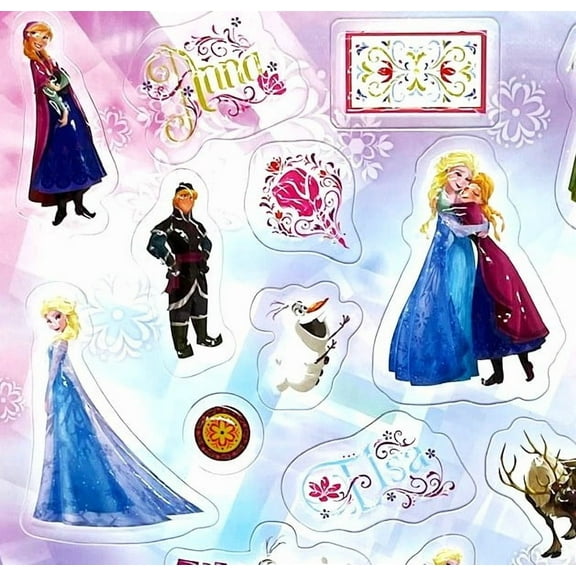 Disney Frozen Elsa Anna Olaf Sven Kristoff & More Puffy Stickers - 28 Count