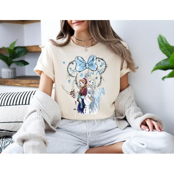 Disney Frozen Elsa Anna Shirt, Disneyland Princess T-Shirt, Movie Tee,Light Pink Color,Size M