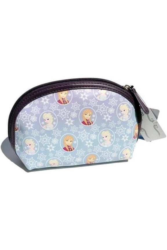 Frozen Elsa Anna Snowflakes Cosmetic Makeup Toiletry Bag Leather PU Material size 8" x 5" x 3"