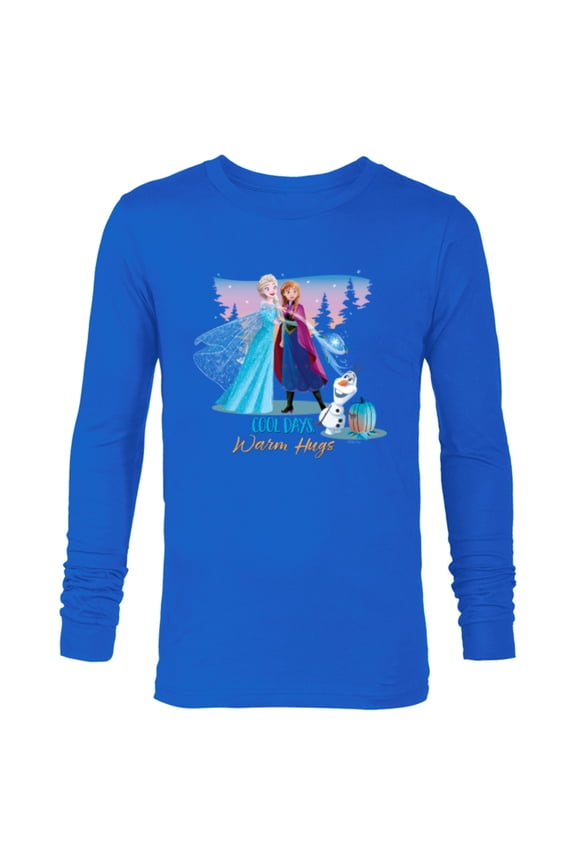 Frozen Elsa Anna and Olaf Cool Days Warm Hugs Fall - Long Sleeve T-Shirt for Men - Customized-Navy