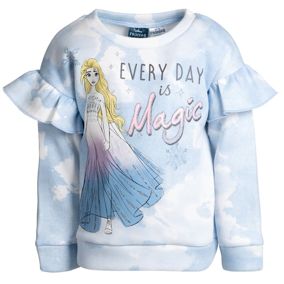 Disney Frozen Elsa Big Girls Fleece Pullover Sweatshirt Toddler to Big Kid