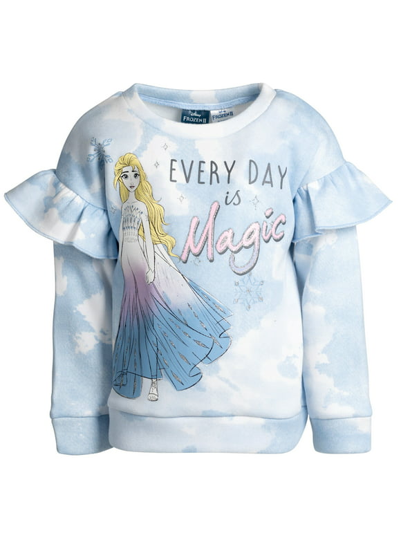 Disney Frozen Elsa Big Girls Fleece Pullover Sweatshirt Toddler to Big Kid