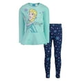thumbnail image 1 of Disney Frozen Elsa Big Girls Long Sleeve Fleece Peplum T-Shirt Leggings Set Blue 10, 1 of 5