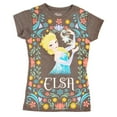 thumbnail image 1 of Disney Frozen Elsa Floral Pattern Girls Heather Grey T-Shirt | M, 1 of 1