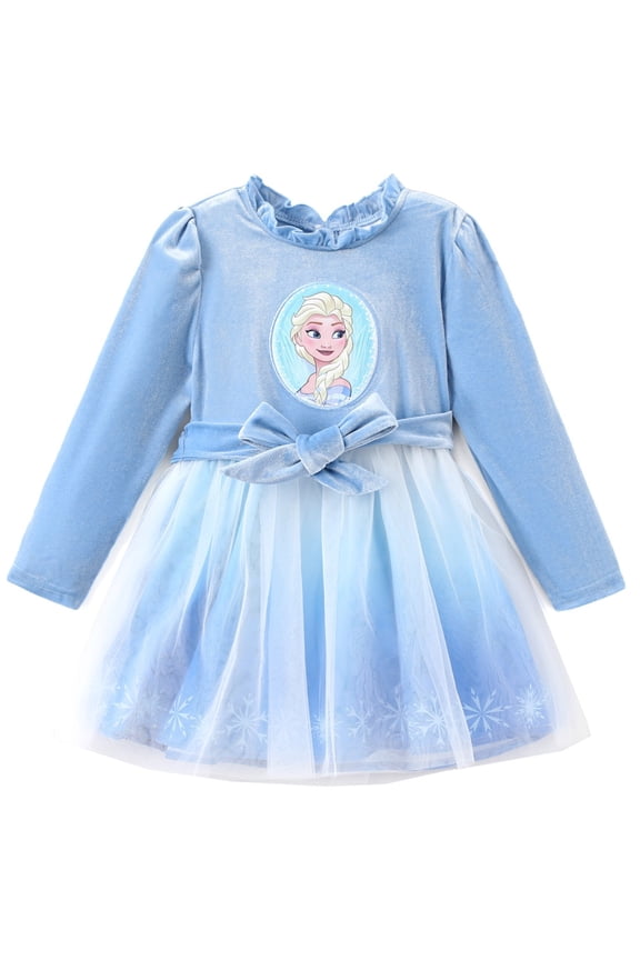 Frozen Elsa Girls Dresses Graphic Long Sleeves Outfits Gifts Mesh Tutu Party Skirts Sizes 2-6