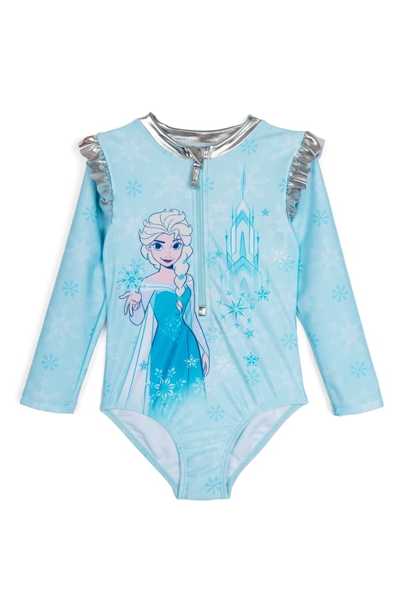 Frozen Elsa Half Zip One Piece Bathing Suit UPF 50+ Toddler to Little Kid