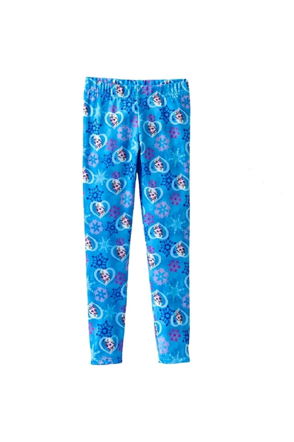 Frozen Elsa Little Girls Blue Fleece Lined Leggings (Size 5)