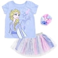 thumbnail image 1 of Disney Frozen Elsa Little Girls Cosplay T-Shirt Mesh Skirt and Scrunchie 3 Piece Outfit Set Toddler to Big Kid, 1 of 5