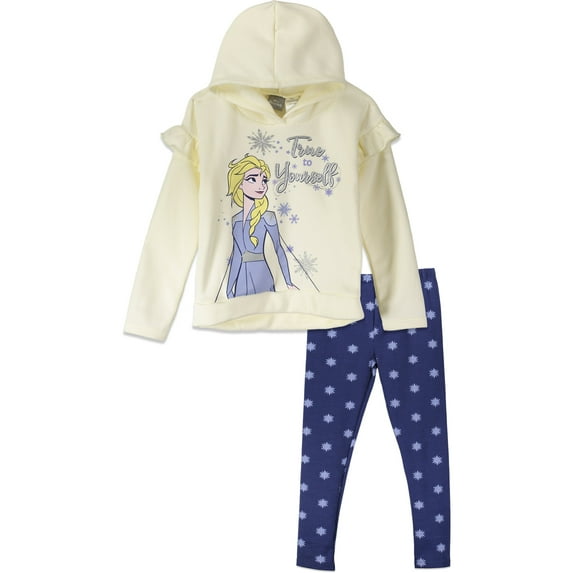 Disney Frozen Elsa Little Girls Fleece Hoodie and Leggings Outfit Set Toddler to Big Kid