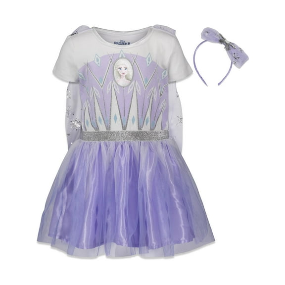 Disney Frozen Elsa Little Girls Gown and Headband Toddler to Big Kid