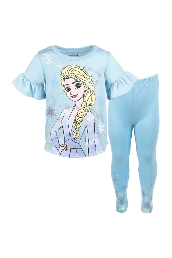 Frozen Elsa T-Shirt and Leggings Outfit Set (Little Girls)