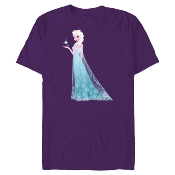 Disney Frozen Elsa Magic Snowflake T-Shirt- Short Sleeve Blended T-Shirt for Adults - Customized-Berry Snow Heather
