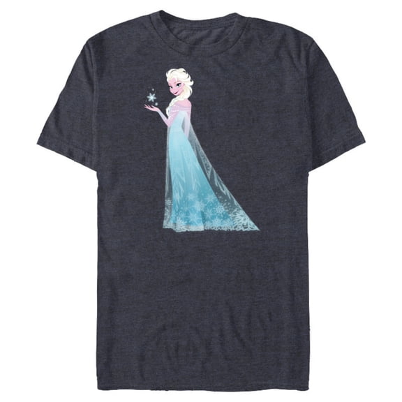 Disney Frozen Elsa Magic Snowflake T-Shirt- Short Sleeve Blended T-Shirt for Adults - Customized-Denim Snow Heather