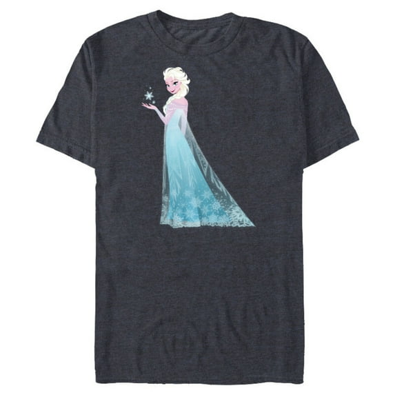 Disney Frozen Elsa Magic Snowflake T-Shirt- Short Sleeve Blended T-Shirt for Adults - Customized-Denim Snow Heather
