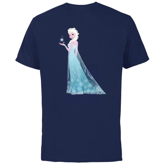 Disney Frozen Elsa Magic Snowflake T-Shirt - Short Sleeve Cotton T-Shirt for Adults - Customized-Athletic Navy