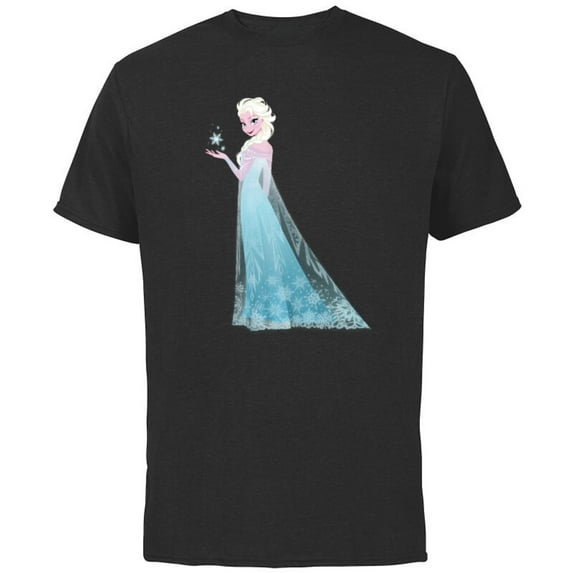 Disney Frozen Elsa Magic Snowflake T-Shirt - Short Sleeve Cotton T-Shirt for Adults - Customized-Black
