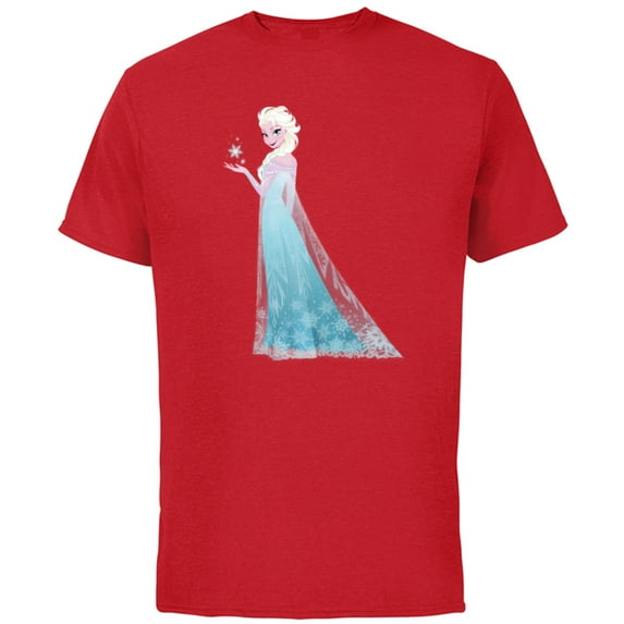 Disney Frozen Elsa Magic Snowflake T-Shirt - Short Sleeve Cotton T-Shirt for Adults - Customized-Red