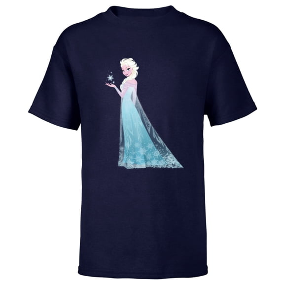 Disney Frozen Elsa Magic Snowflake T-Shirt - Short Sleeve T-Shirt for Kids - Customized-Navy
