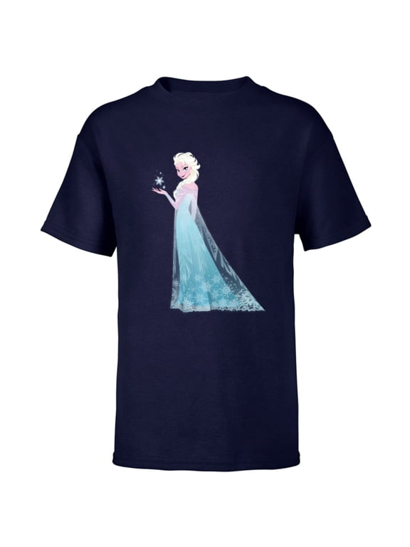 Frozen Elsa Magic Snowflake T-Shirt - Short Sleeve T-Shirt for Kids - Customized-Navy