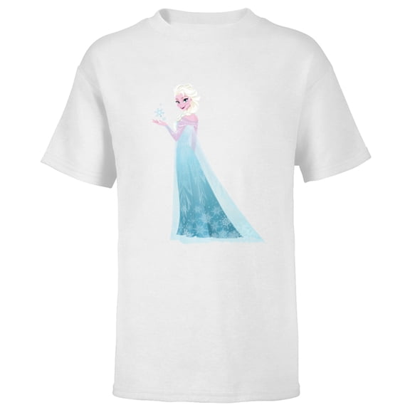 Disney Frozen Elsa Magic Snowflake T-Shirt - Short Sleeve T-Shirt for Kids - Customized-White